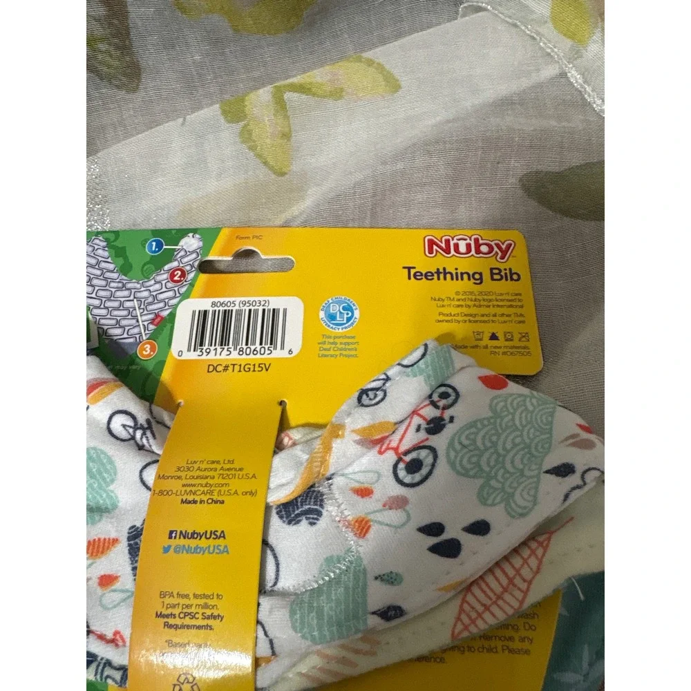 Nuby Teething Bibs 2pk & NUK Orthodontic Pacifiers 6-18m 2pk Bundle BPA Free NEW